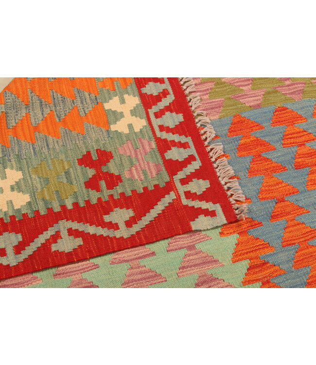 301x206cm Afghanischer orientalischer Wollteppich handgefertigter Kelim-Teppich