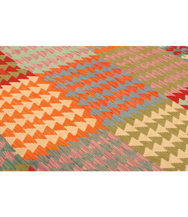 301x206cm Afghanischer orientalischer Wollteppich handgefertigter Kelim-Teppich