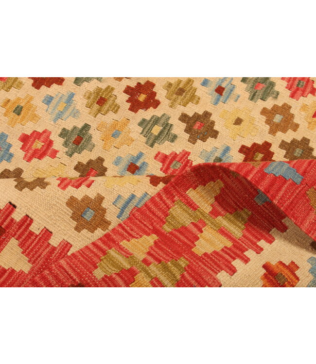 298x206cm Afghanischer orientalischer Wollteppich handgefertigter Kelim-Teppich