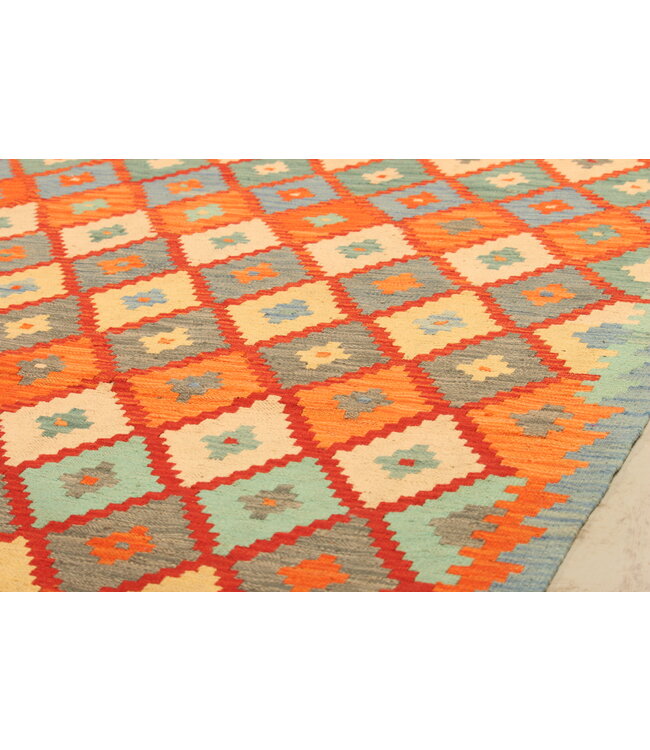 291x202cm Afghanischer orientalischer Wollteppich handgefertigter Kelim-Teppich