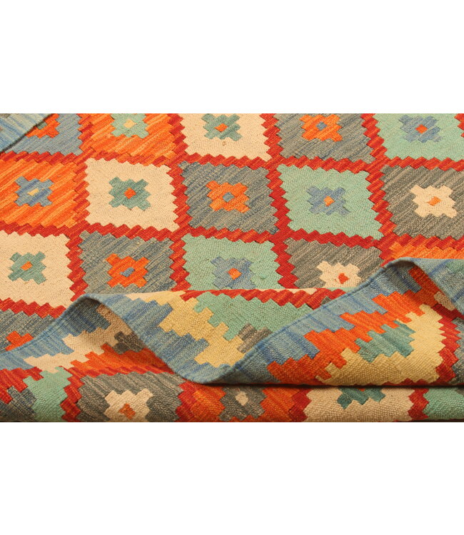 291x202cm Afghanischer orientalischer Wollteppich handgefertigter Kelim-Teppich