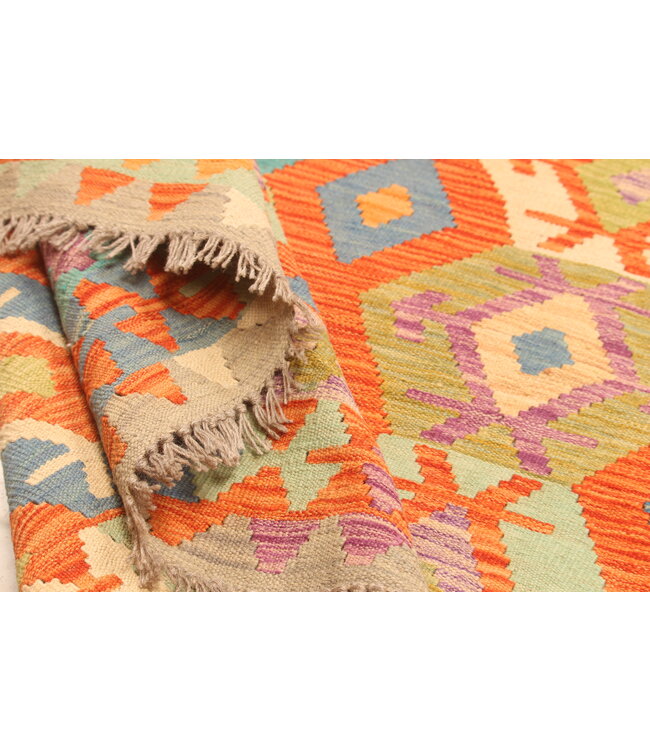 301x201cm Afghanischer orientalischer Wollteppich handgefertigter Kelim-Teppich