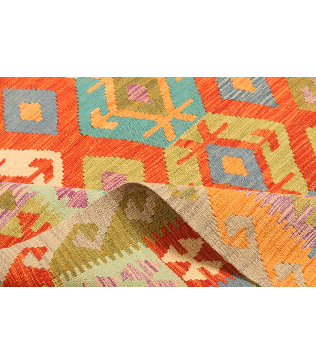 301x201cm Afghanischer orientalischer Wollteppich handgefertigter Kelim-Teppich