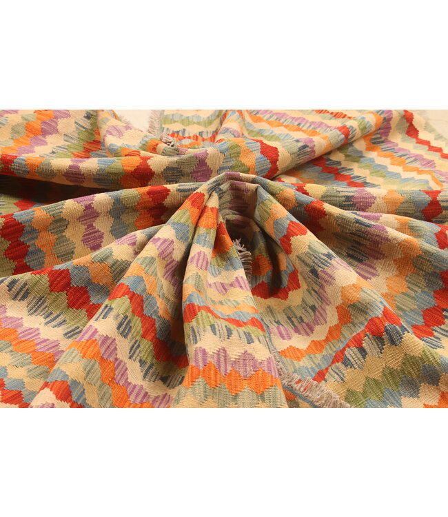 300x199cm Afghanischer orientalischer Wollteppich handgefertigter Kelim-Teppich