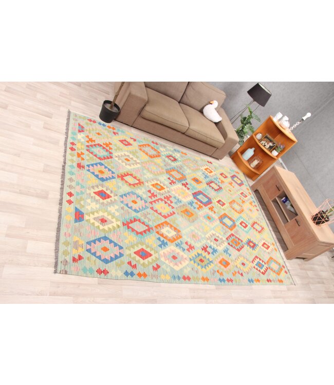 292x201cm Afghan Oriental wool carpet Handmade Kelim Rug