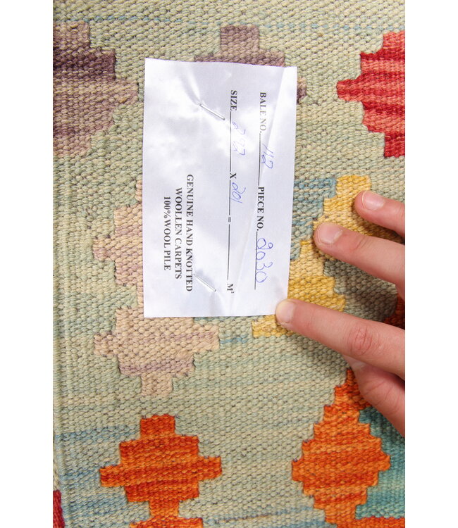 292x201cm Afghanischer orientalischer Wollteppich handgefertigter Kelim-Teppich