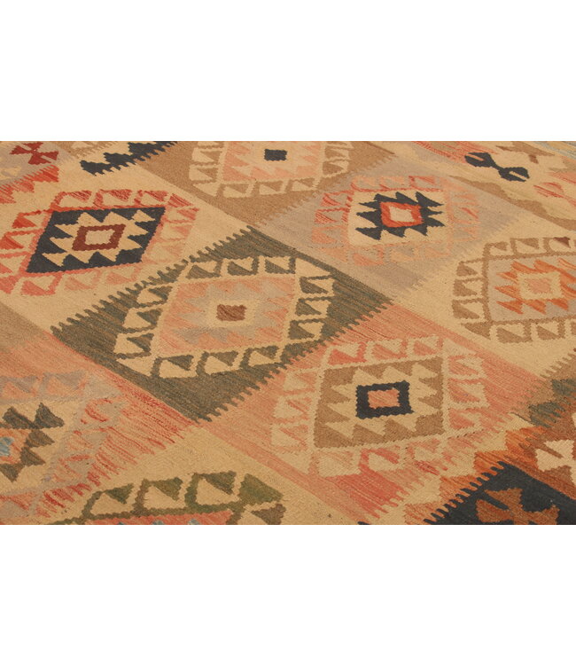 306x199cm Handgeweven Traditionele Kelim Vloerkleed Wol Tapijt