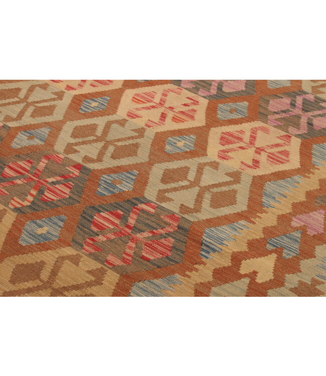 298x197cm Afghanischer orientalischer Wollteppich handgefertigter Kelim-Teppich