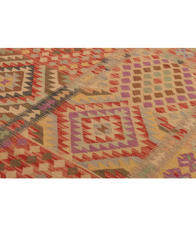 297x199cm Handgeweven Traditionele Kelim Vloerkleed Wol Tapijt