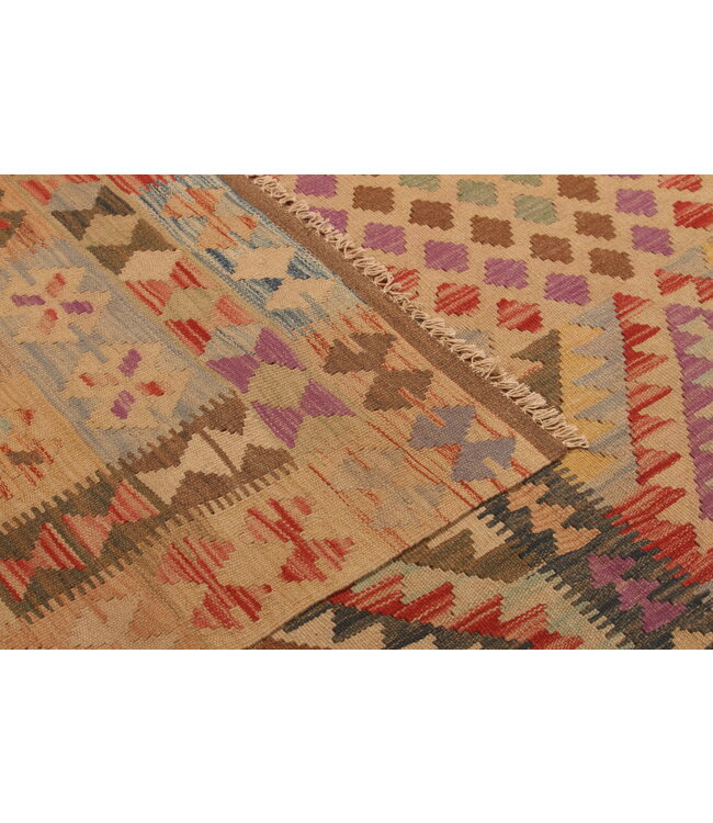 297x199cm Handgeweven Traditionele Kelim Vloerkleed Wol Tapijt