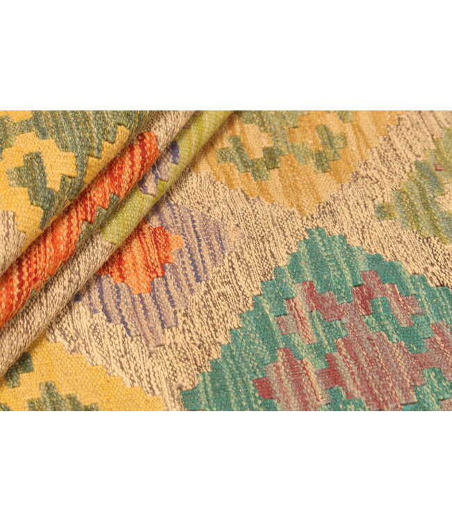 298x196 cm Afghanischer orientalischer Wollteppich handgefertigter Kelim-Teppich