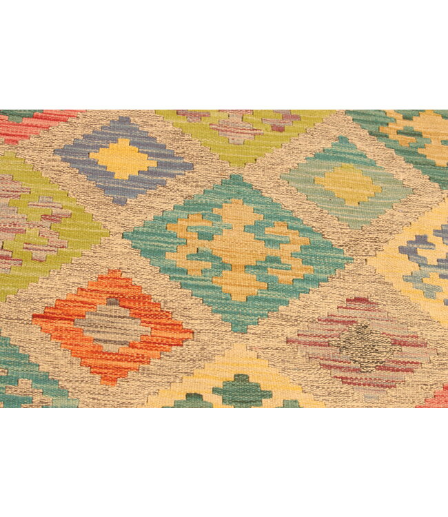 298x196 cm Afghanischer orientalischer Wollteppich handgefertigter Kelim-Teppich