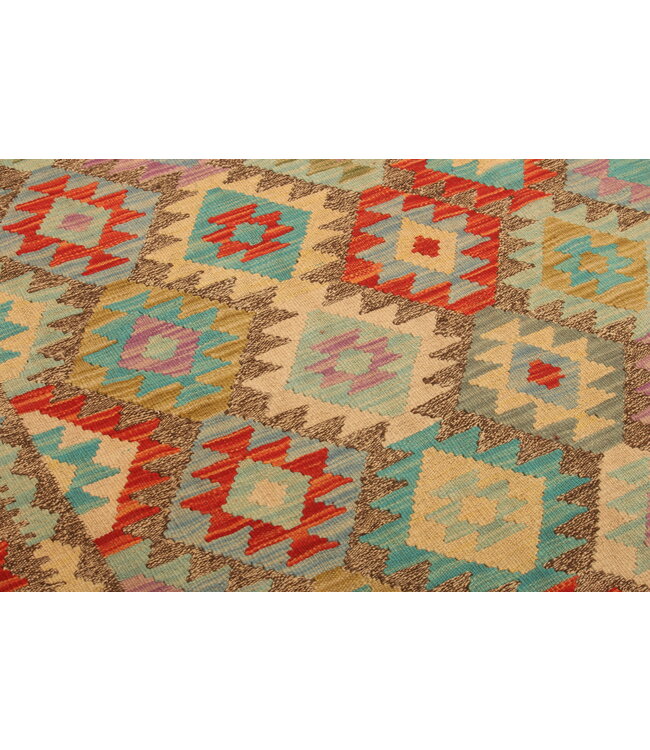 296x210cm  Afghanischer orientalischer Wollteppich handgefertigter Kelim-Teppich