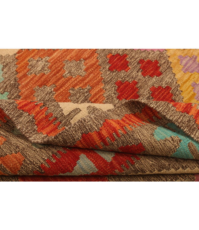 298x198cm  Afghanischer orientalischer Wollteppich handgefertigter Kelim-Teppich