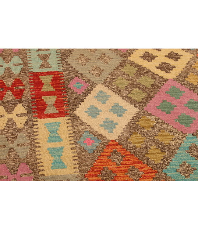 298x198cm  Afghanischer orientalischer Wollteppich handgefertigter Kelim-Teppich