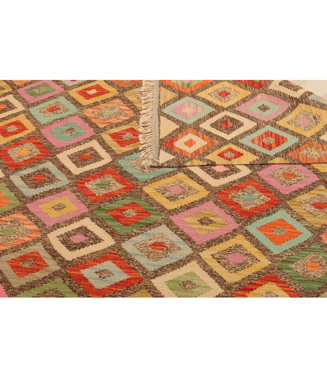 299x199cm Afghanischer orientalischer Wollteppich handgefertigter Kelim-Teppich