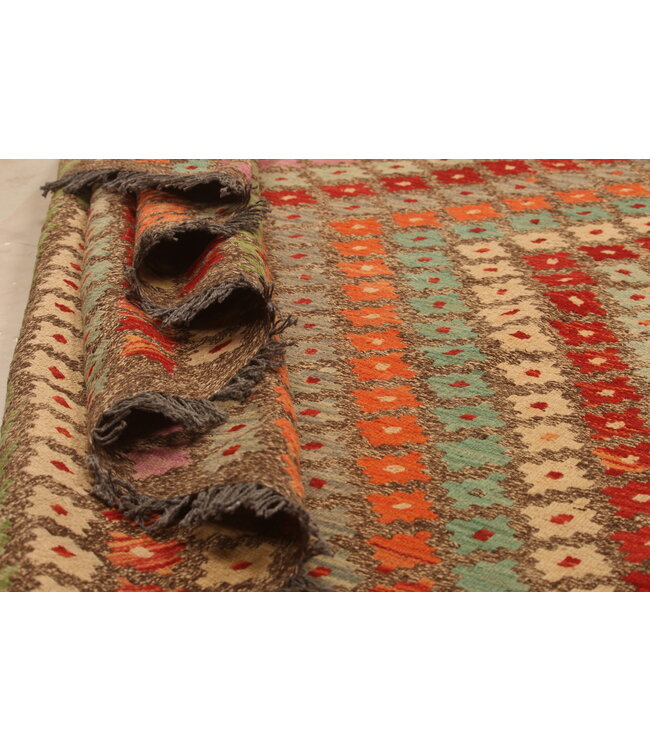 295x200cm Handgewebter Traditioneller Kelim Teppich Woll