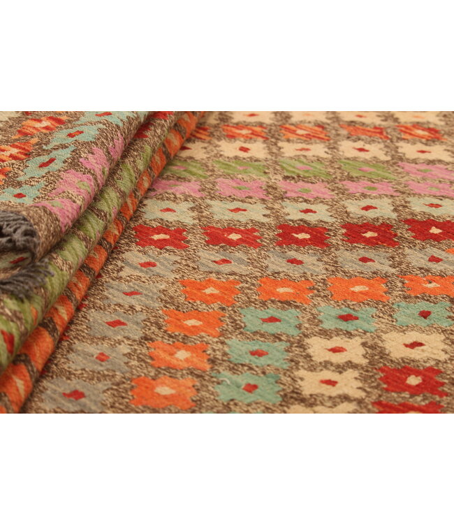 295x200cm Handgewebter Traditioneller Kelim Teppich Woll