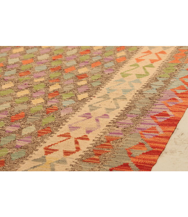 295x200cm Handgewebter Traditioneller Kelim Teppich Woll