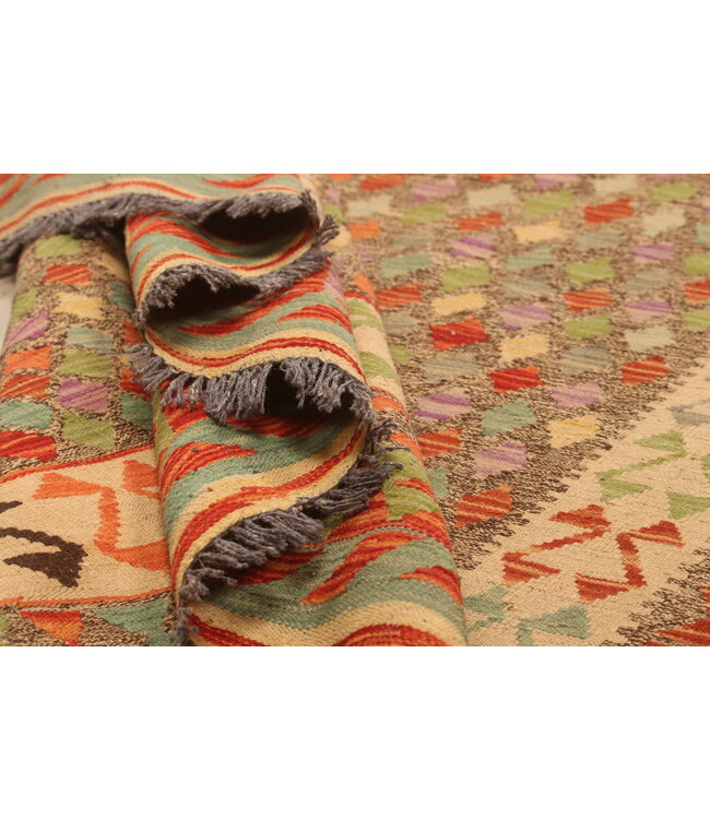 295x200cm Handgewebter Traditioneller Kelim Teppich Woll