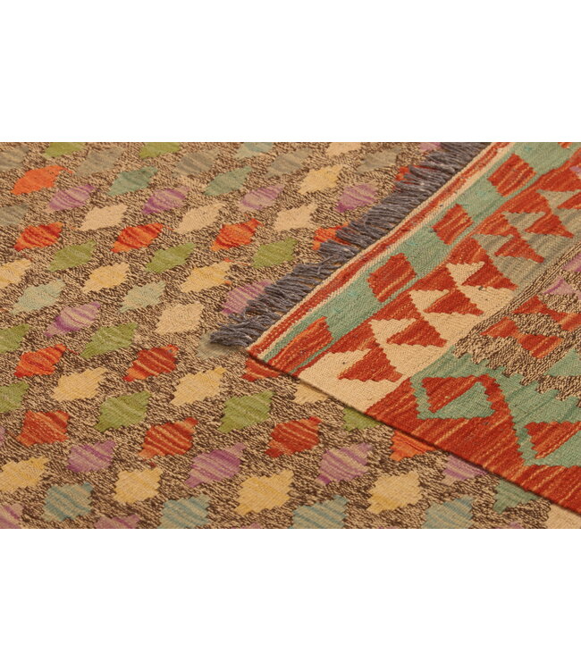 295x200cm Handgewebter Traditioneller Kelim Teppich Woll