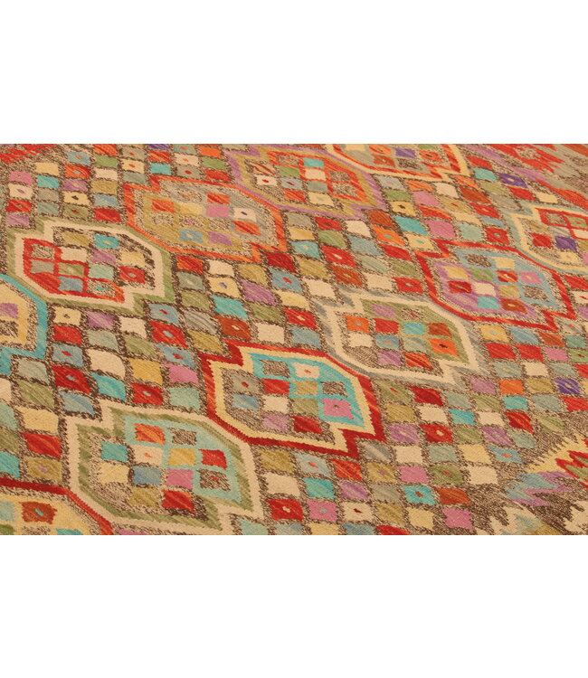 290x198cm Afghanischer orientalischer Wollteppich handgefertigter Kelim-Teppich