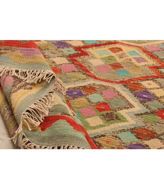 290x198cm Afghan Oriental wool carpet Handmade Kelim Rug