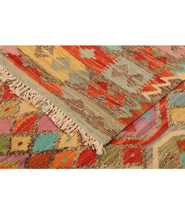 290x198cm Afghanischer orientalischer Wollteppich handgefertigter Kelim-Teppich