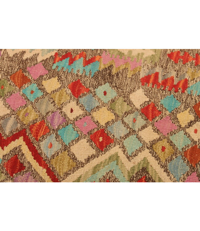 290x198cm Afghanischer orientalischer Wollteppich handgefertigter Kelim-Teppich