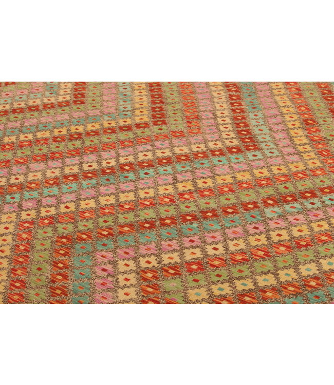 305x206cm Afghanischer orientalischer Wollteppich handgefertigter Kelim-Teppich