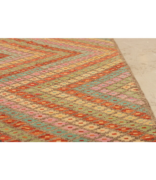 305x206cm Afghanischer orientalischer Wollteppich handgefertigter Kelim-Teppich