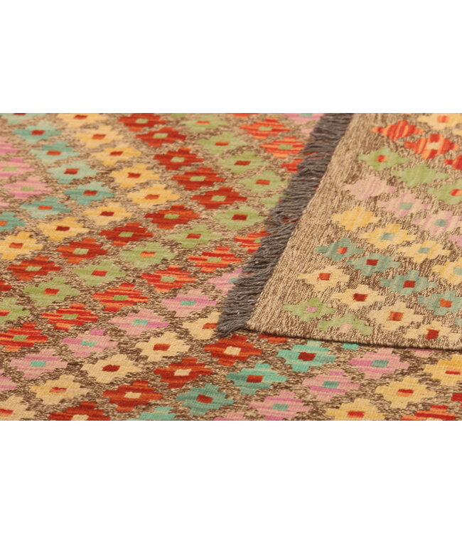 305x206cm Afghanischer orientalischer Wollteppich handgefertigter Kelim-Teppich