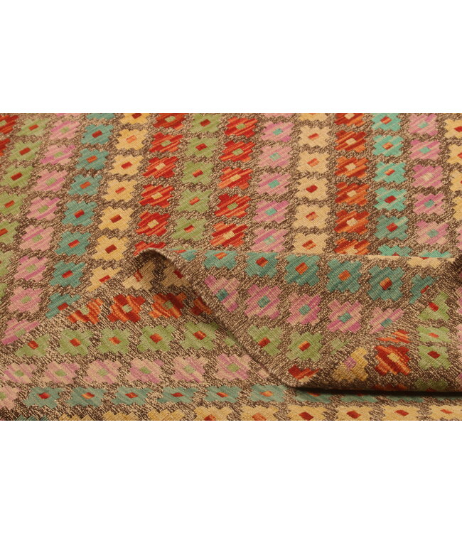 305x206cm Afghanischer orientalischer Wollteppich handgefertigter Kelim-Teppich