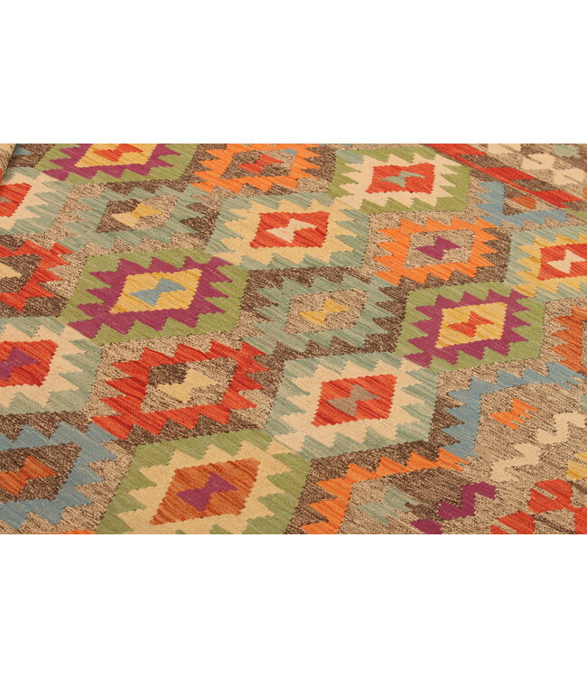 286x199cm Afghanischer orientalischer Wollteppich handgefertigter Kelim-Teppich