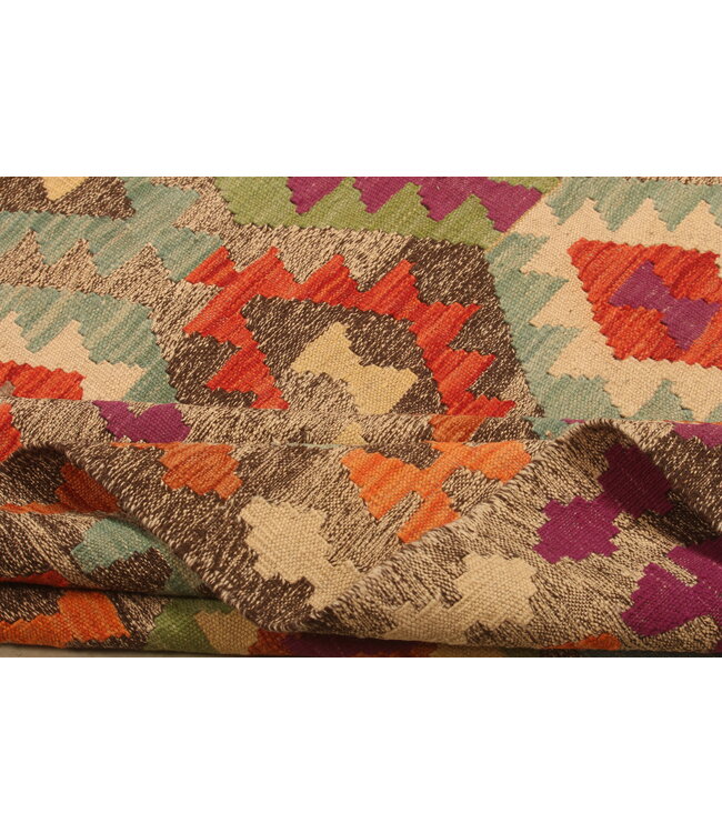 286x199cm Afghanischer orientalischer Wollteppich handgefertigter Kelim-Teppich