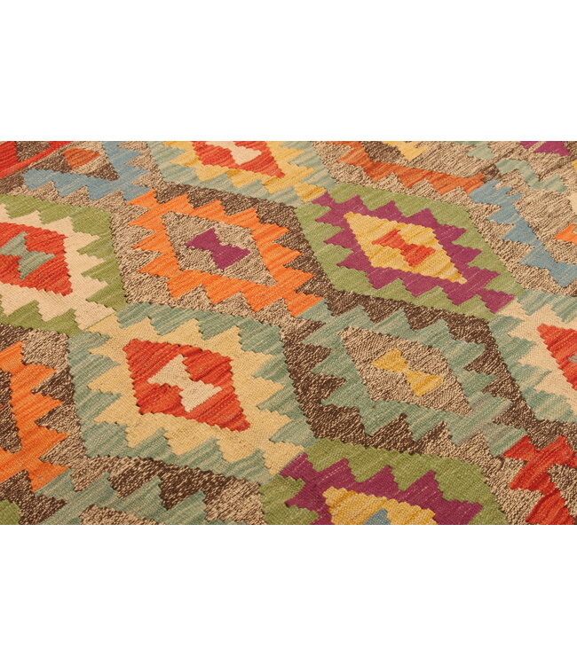 286x199cm Afghanischer orientalischer Wollteppich handgefertigter Kelim-Teppich