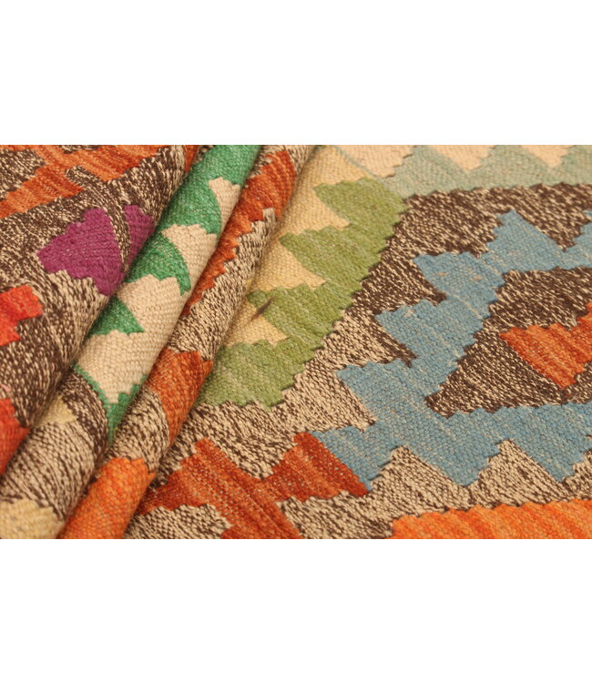 286x199cm Afghanischer orientalischer Wollteppich handgefertigter Kelim-Teppich