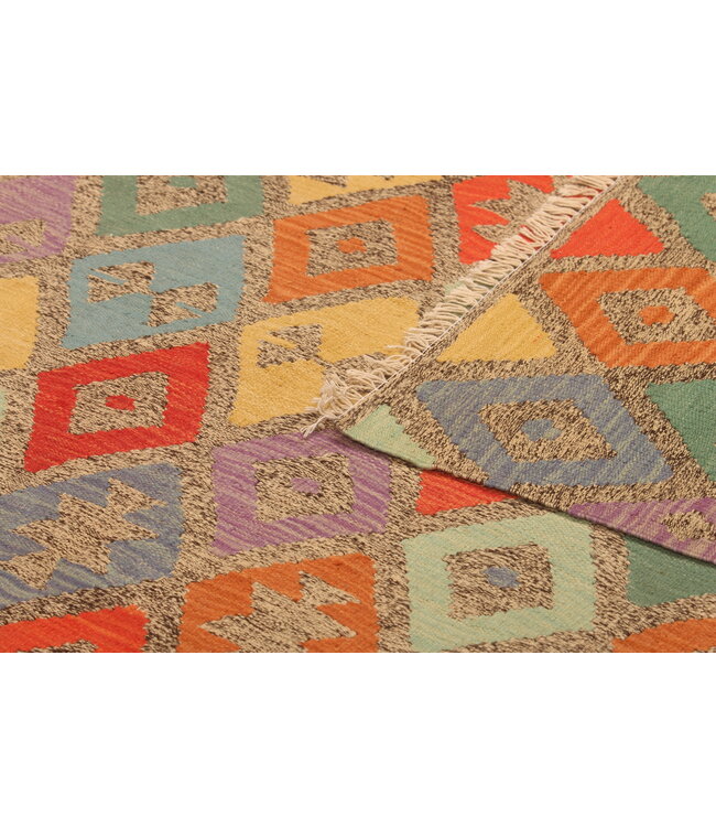 293x200cm Handgewebter Traditioneller Kelim Teppich Woll