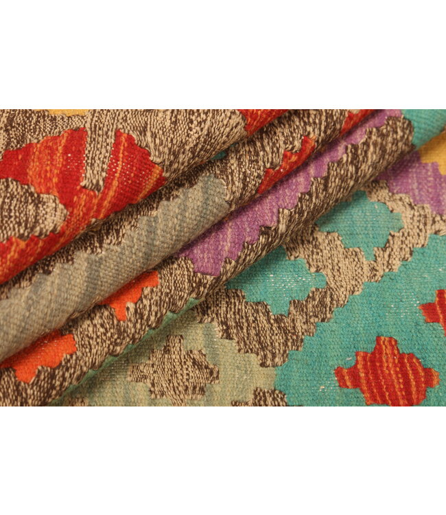 302x200cm  Afghanischer orientalischer Wollteppich handgefertigter Kelim-Teppich