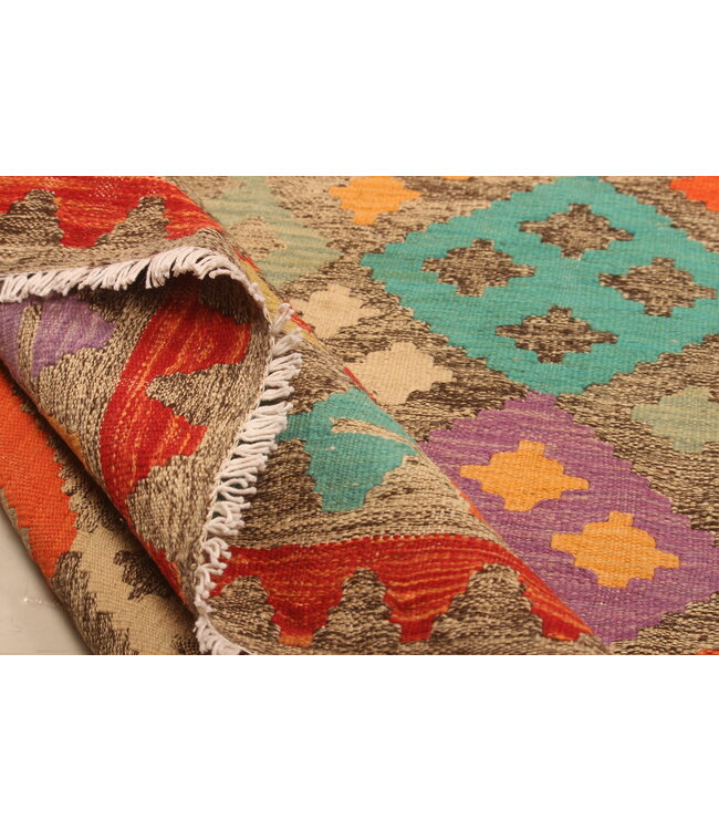 302x200cm  Afghanischer orientalischer Wollteppich handgefertigter Kelim-Teppich