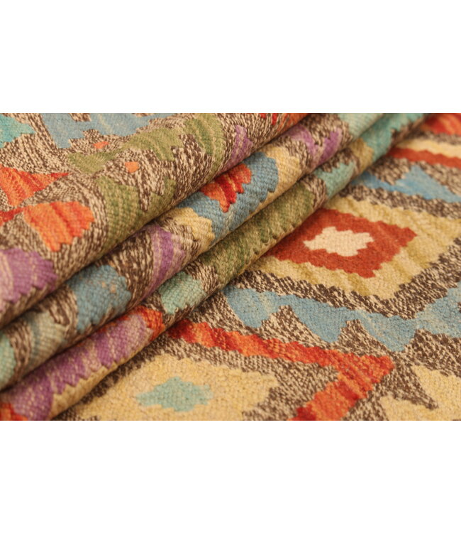 295x201cm  Afghanischer orientalischer Wollteppich handgefertigter Kelim-Teppich