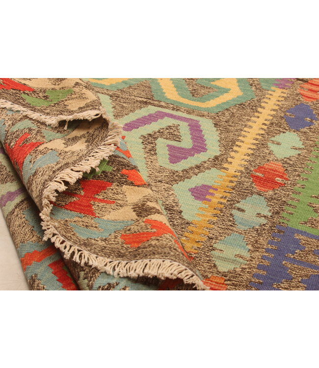 295x194cm  Afghanischer orientalischer Wollteppich handgefertigter Kelim-Teppich