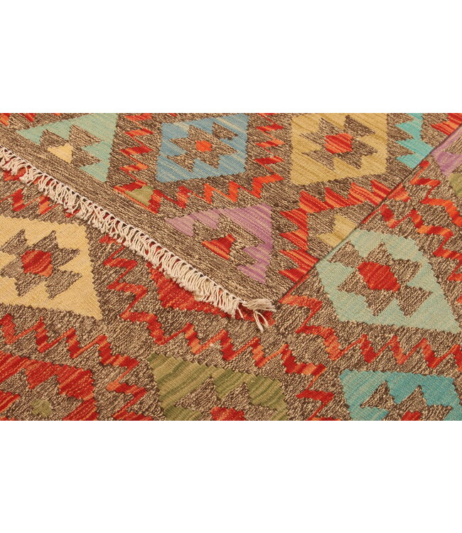 301x210cm Afghanischer orientalischer Wollteppich handgefertigter Kelim-Teppich