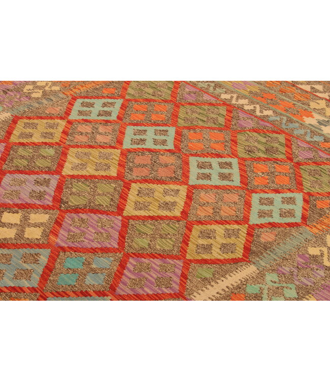 298x208cm  Afghanischer orientalischer Wollteppich handgefertigter Kelim-Teppich