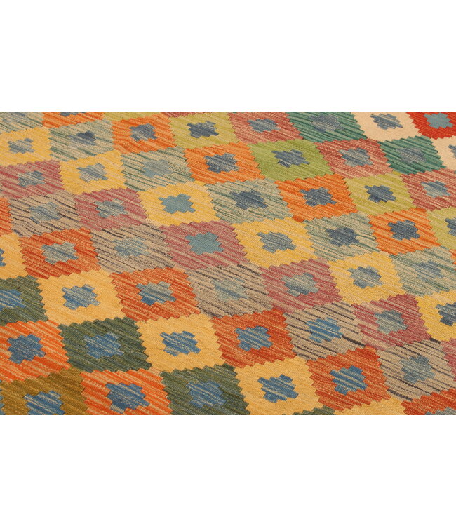 301x202cm Afghanischer orientalischer Wollteppich handgefertigter Kelim-Teppich