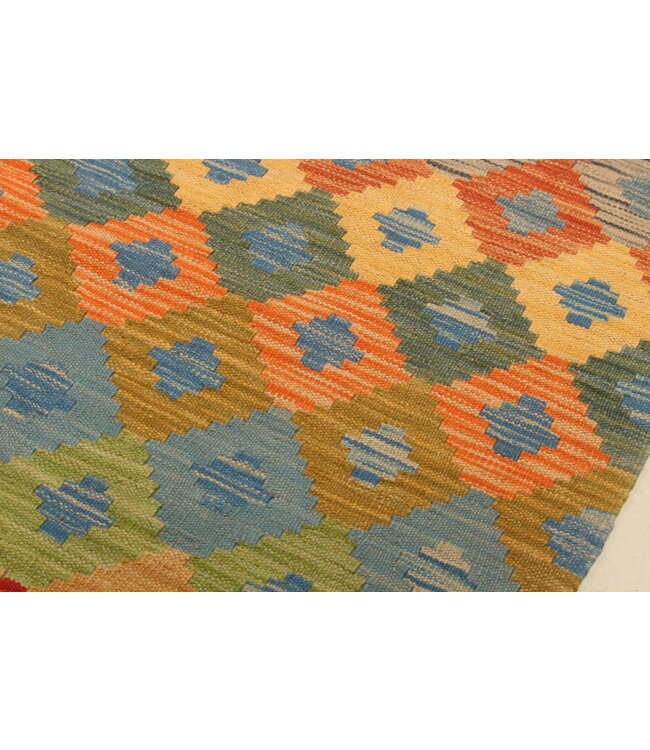 301x202cm Afghanischer orientalischer Wollteppich handgefertigter Kelim-Teppich