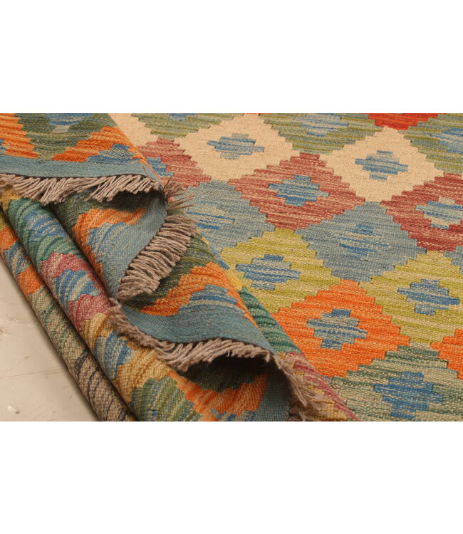 301x202cm Afghan Oriental wool carpet Handmade Kelim Rug