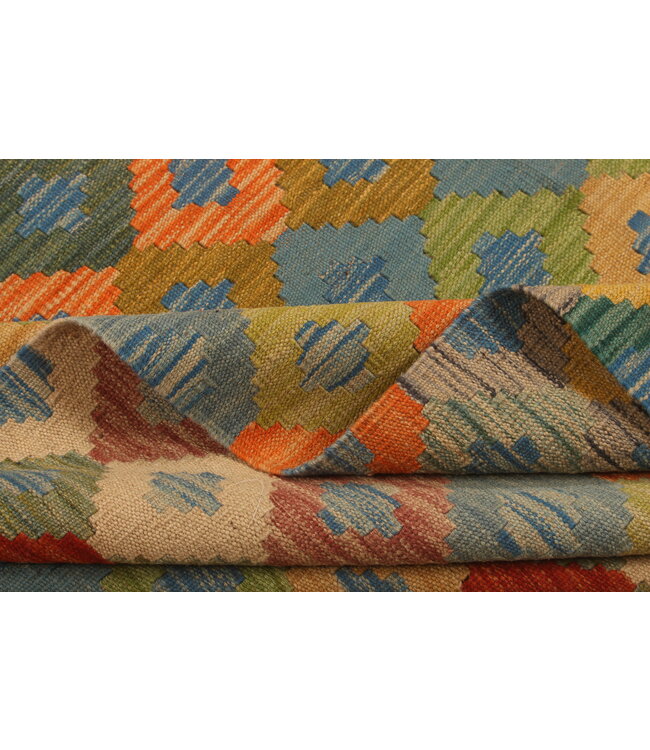 301x202cm Afghanischer orientalischer Wollteppich handgefertigter Kelim-Teppich