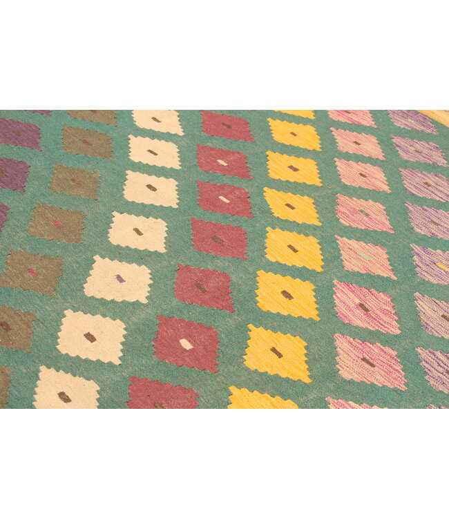 297x201cm Afghan Oriental wool carpet Handmade Kelim Rug