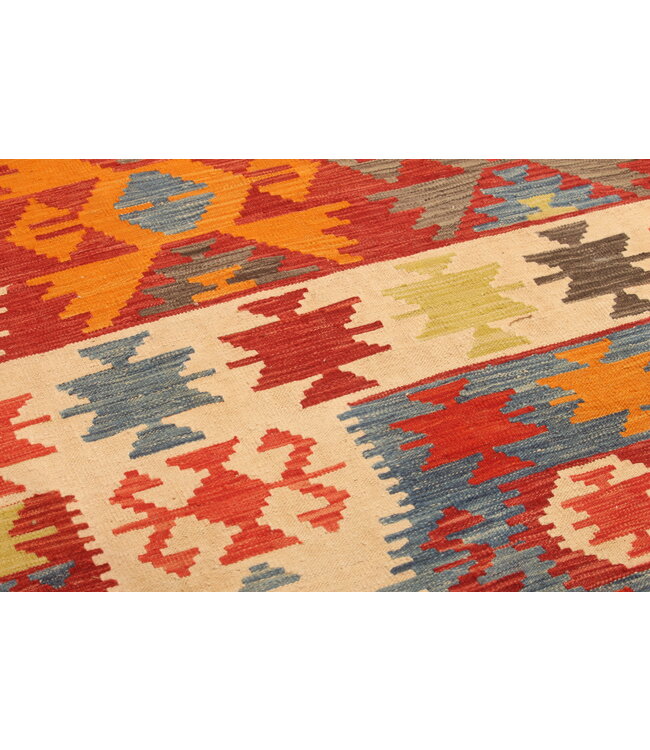 295x204cm Handgewebter Traditioneller Kelim Teppich Woll